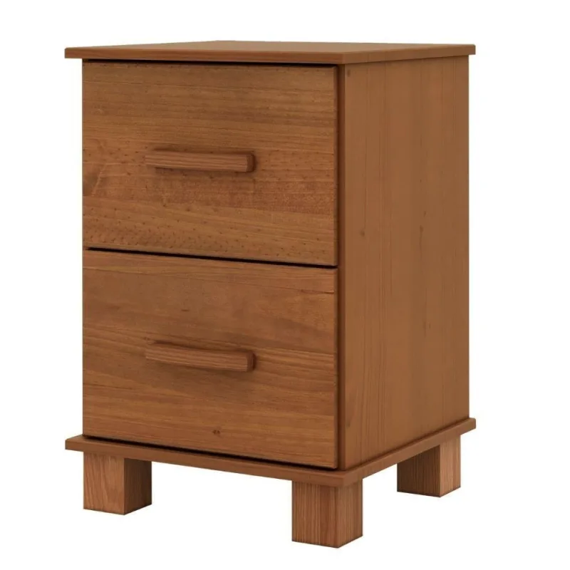Mesa de Cabeceira 1137C 2 Gavetas Madeira Maciça Castanho Milani Movelaria - OUTRAS - Móveis