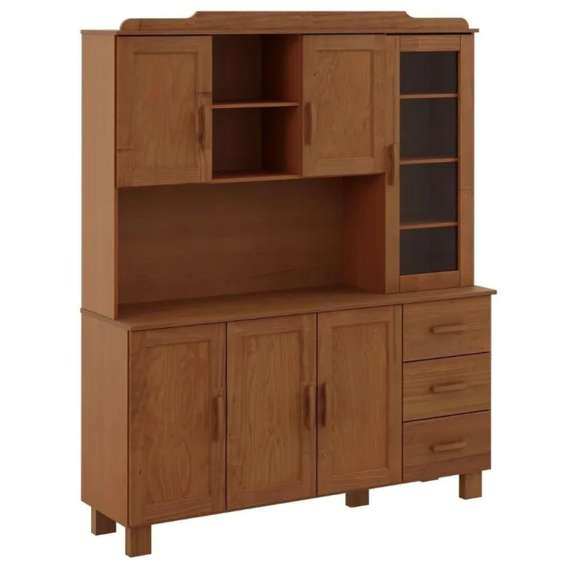 Armário de Cozinha 1290C 6 Portas 2 Gavetas Madeira Maciça Castanho Milani Movelaria - OUTRAS - Móveis