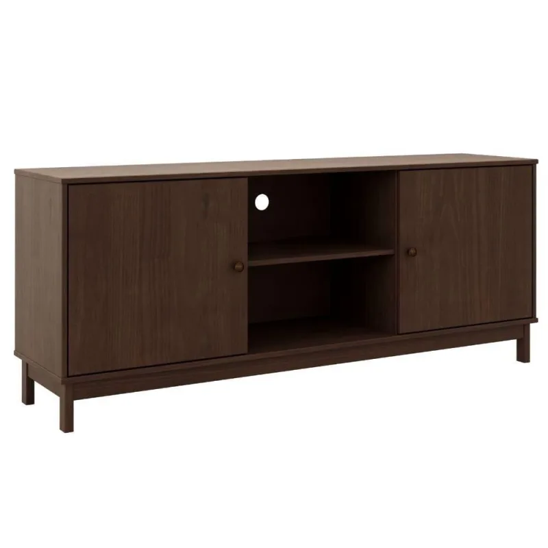 Rack para Tv 1961 para 65 Polegadas 160cm Madeira Maciça Café Milani Movelaria - OUTRAS - Móveis