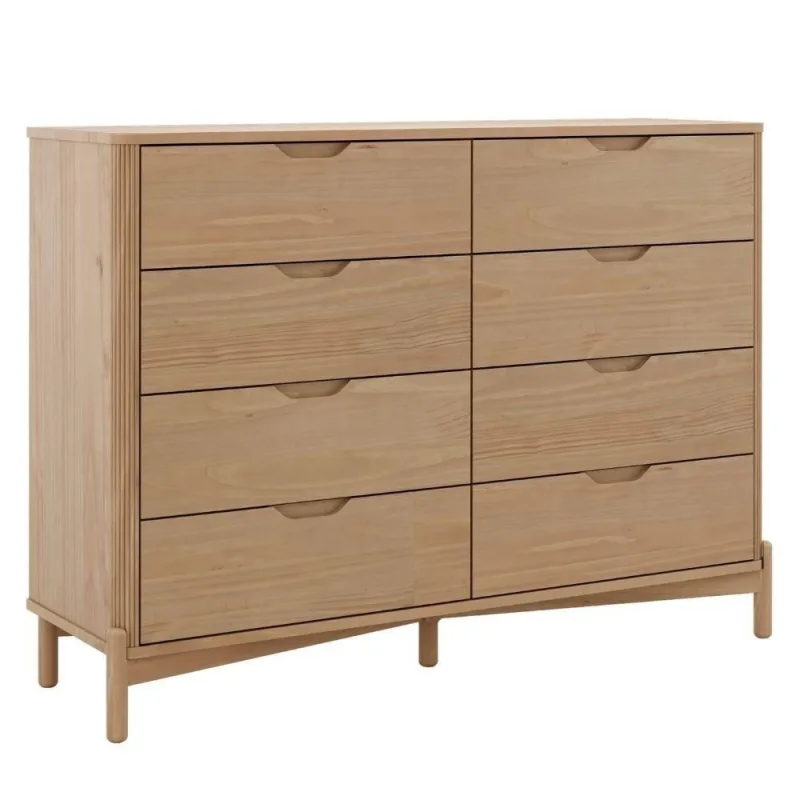 Cômoda 3302U 8 Gavetas Madeira Maciça Taeda Marrom Milani Movelaria - OUTRAS - Bebês