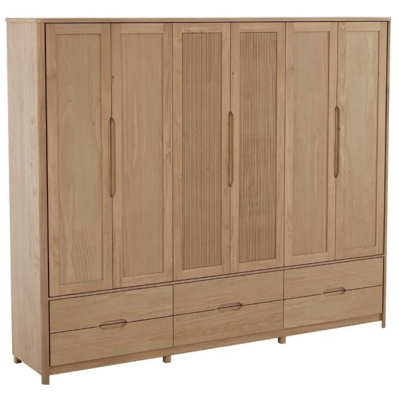 Guarda Roupa Casal 3307U 6 Portas Giratórias 4 Gavetas Madeira Tauari Milani Movelaria - OUTRAS - Móveis