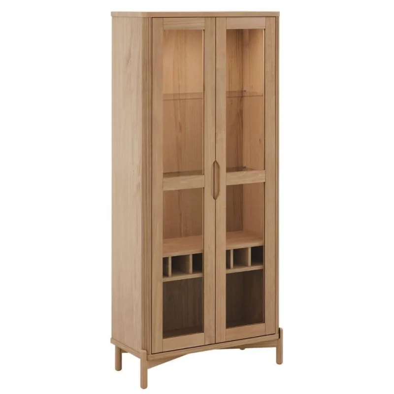 Cristaleira 3313U 2 Portas Madeira Maciça Taeda com Led Marrom Milani Movelaria - OUTRAS - Móveis