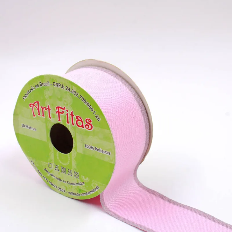 FITA GORGURÃO ART FITAS PB41 38MM EM POLIESTER COM 10 METROS Rosa Com Colorido