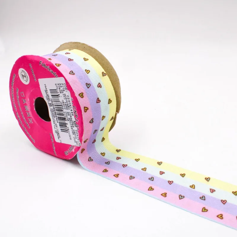 FITA GORGURÃO CORAÇÕES CANDY ART FITAS G2777 38MM EM POLIESTER COM 10 METROS 486 - Candy Color