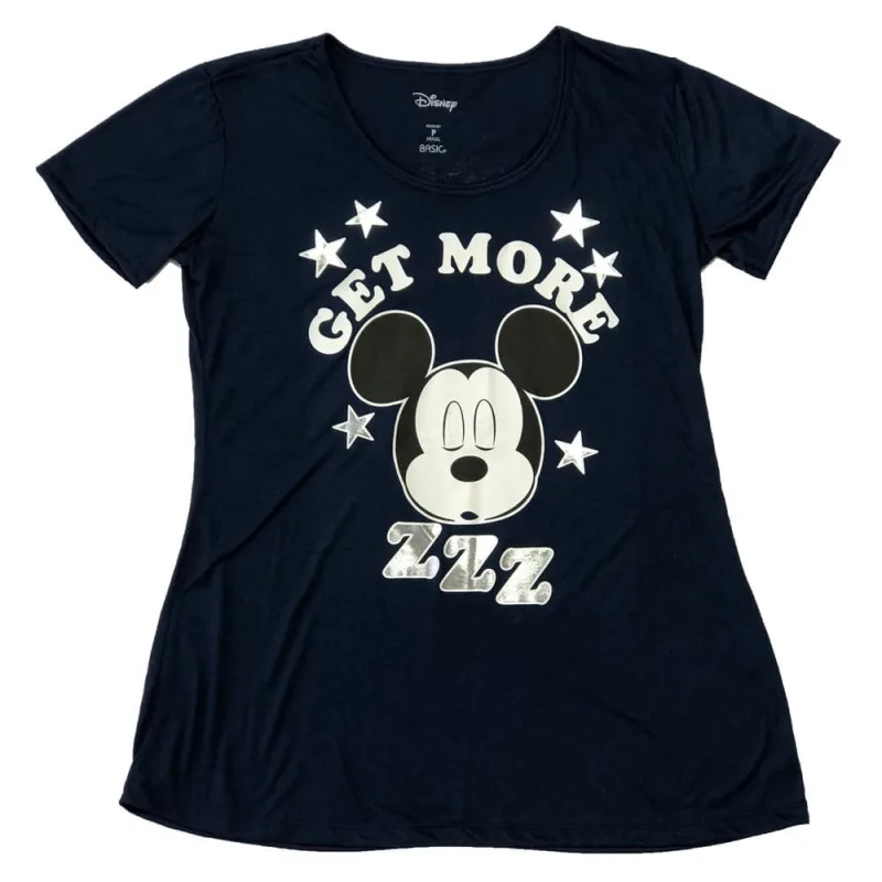 Camisola Manga Curta Disney Mickey Algodão Feminina Adulto - Não Disponível - Moda
