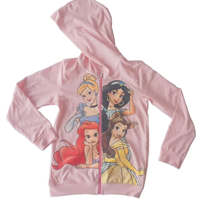 Jaqueta de Moletom Flanelada Infantil Princesas Disney Basic + Rosa - Não Disponível - Moda