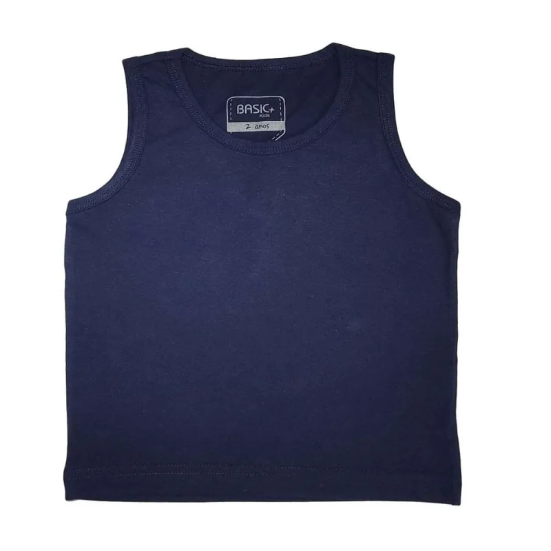 Regata Infantil Reta Basic+ Kids Algodão Azul Marinho - Não Disponível - Moda
