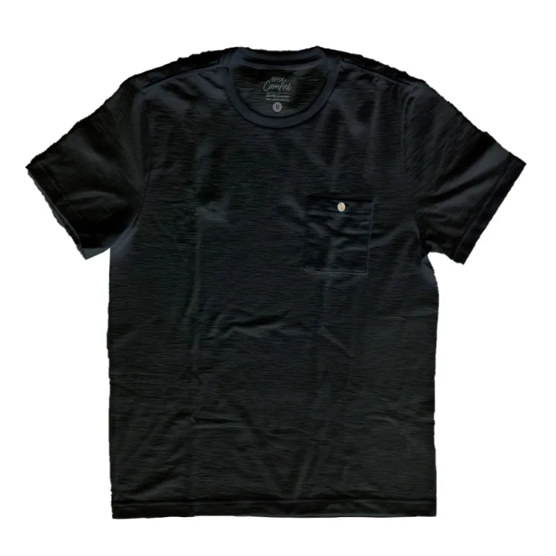 Camiseta Masculina Basic+ Flamê Algodão e Poliéster com Bolso Preta - Basic+ - Moda