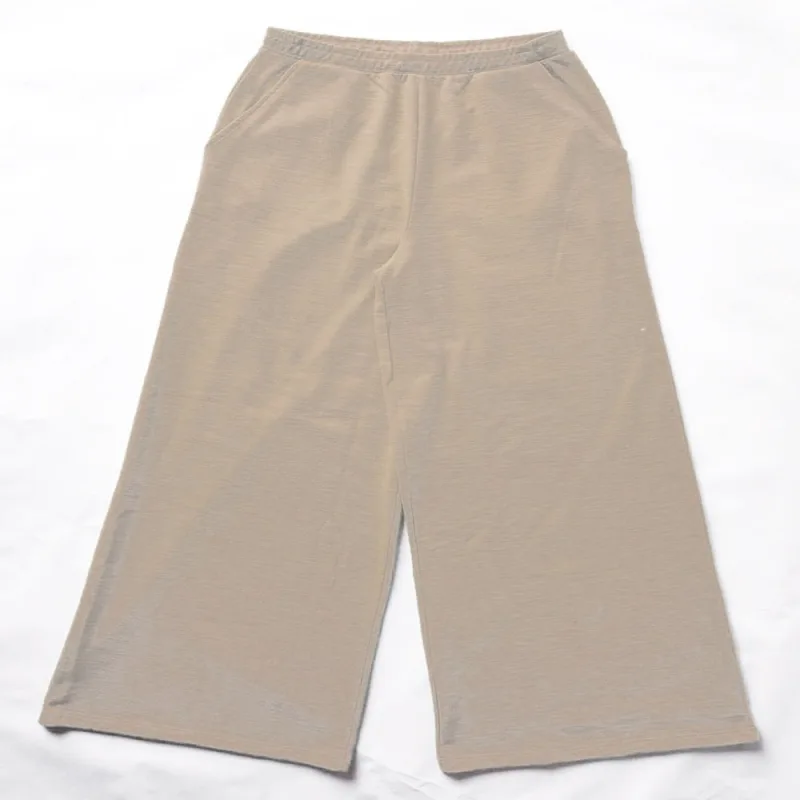 Calça Pantalona Feminina Basic+ Algodão e Poliéster Areia - Basic+ - Moda