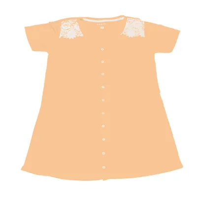 Camisola Manga Curta Botão Basic+ K177 Poliéster e Viscose Salmão - Basic+ - Moda