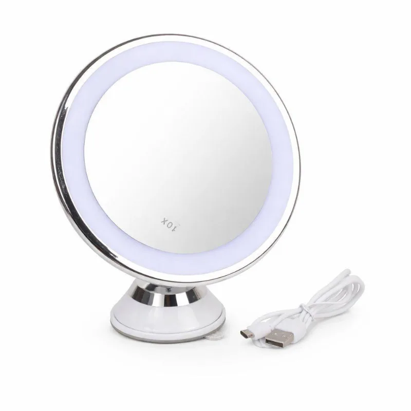 Espelho de Mesa Led Redondo 17x18cm Plástico para Maquiagem Branco Black Bull - Genérica - Beleza E Perfumaria