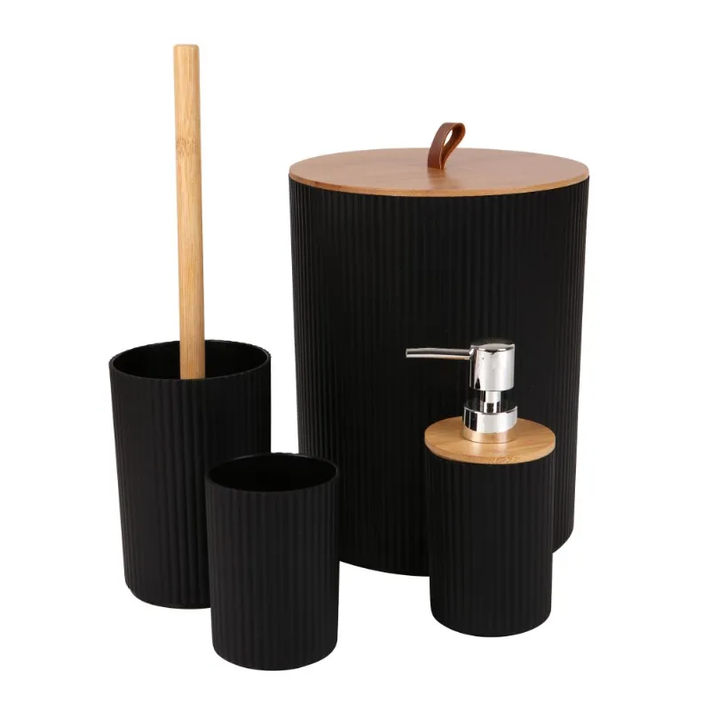 Kit para Banheiro com Lixeira 4 Litros 4 peças Unicasa Kit para Banheiro com Lixeira 4 Litros 4 peças Preto