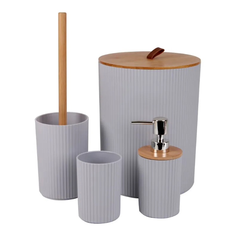 Kit para Banheiro com Lixeira 4 Litros 4 peças Unicasa Kit para Banheiro com Lixeira 4 Litros 4 peças Cinza