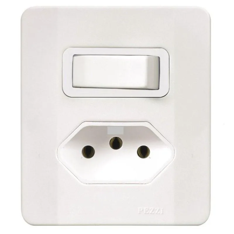 Interruptor 1 Tecla Simples + Tomada 2p+t 20a C/caixa Sobrepor Branca 64507 - Pezzi - Pezzi - Construção
