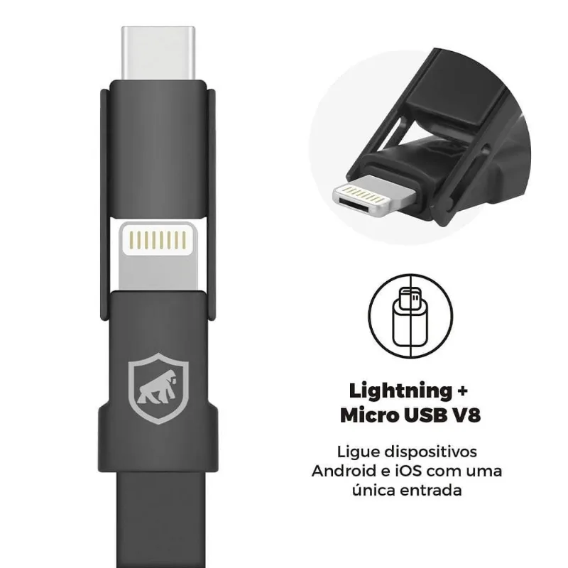 Cabo De Dados USB Gshield J2SKGH5WB 3 Em 1 Micro USB Lightning Tipo C (MP) - Gshield