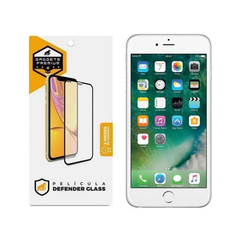 Película Defender Glass para iPhone 6 Plus e 6S Plus - Preta - Gshield