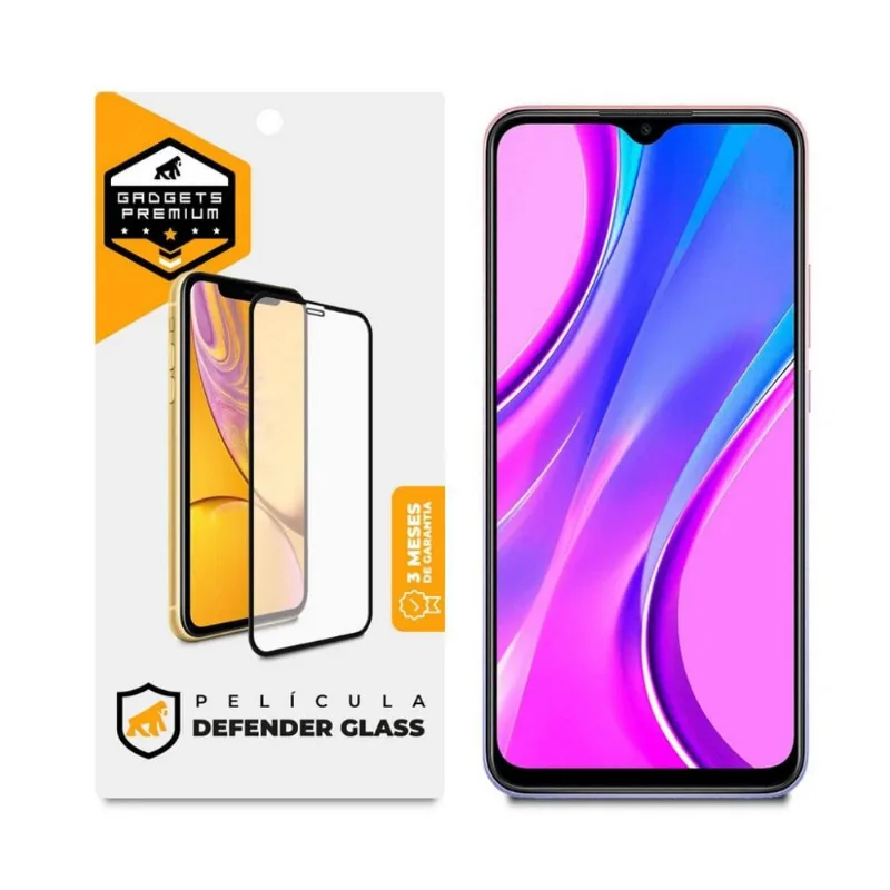 Película Defender Glass para Xiaomi Redmi 9 Prime - Preta - Gshield - Gshield