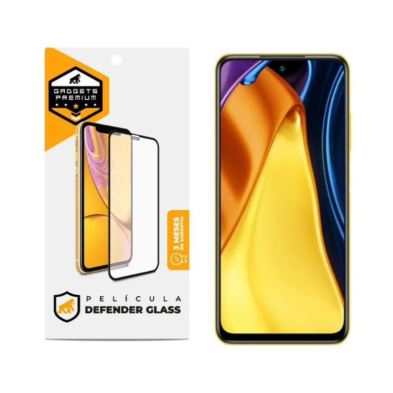 Película Defender Glass para Xiaomi Redmi Poco M3 Pro - Preta - Gshield
