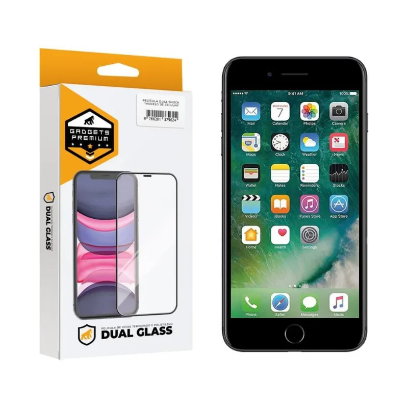 Película Dual Glass para iPhone 8 Plus - Preto - Gshield - Gshield