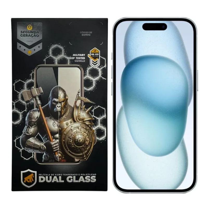 Película Para Iphone 15 - Dual Glass Preta - Gshield - Gshield