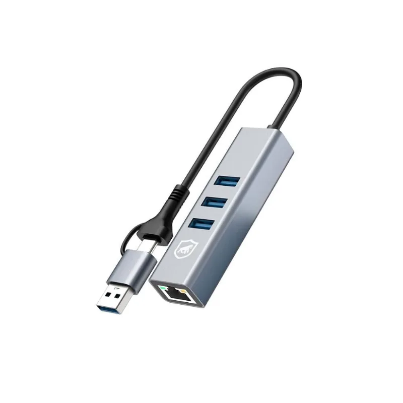 Adaptador Multiportas USB com Conector Ethernet LAN -Gshield - Gshield