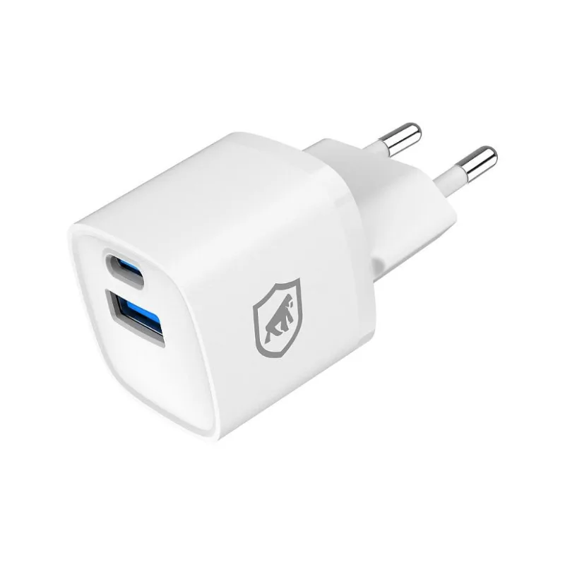 Carregador Turbo Gan Ultra Slim Tipo-C + USB-A 20W - Exclusivo Online - Branco - Gshield - Gshield