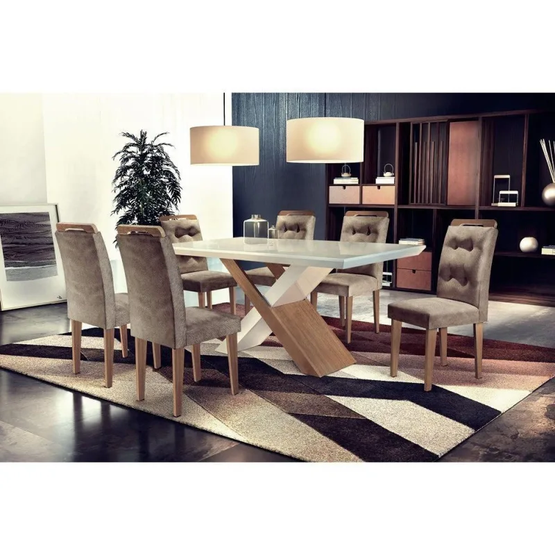 Conjunto Sala De Jantar 180 Vidro 06 Cadeiras - Rufato