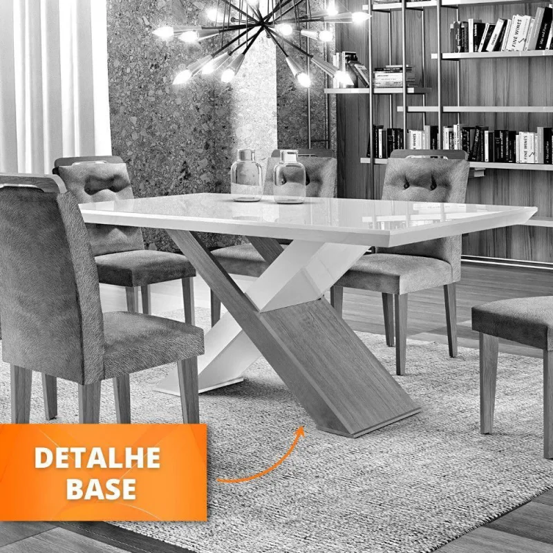 Conjunto Sala De Jantar Carol 180 Mdf Laqueado - Rufato - Móveis