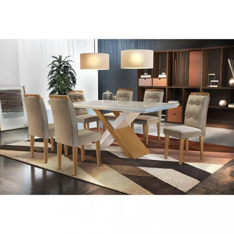 Conjunto Sala De Jantar Carol 180 Mdf Vidro - Rufato