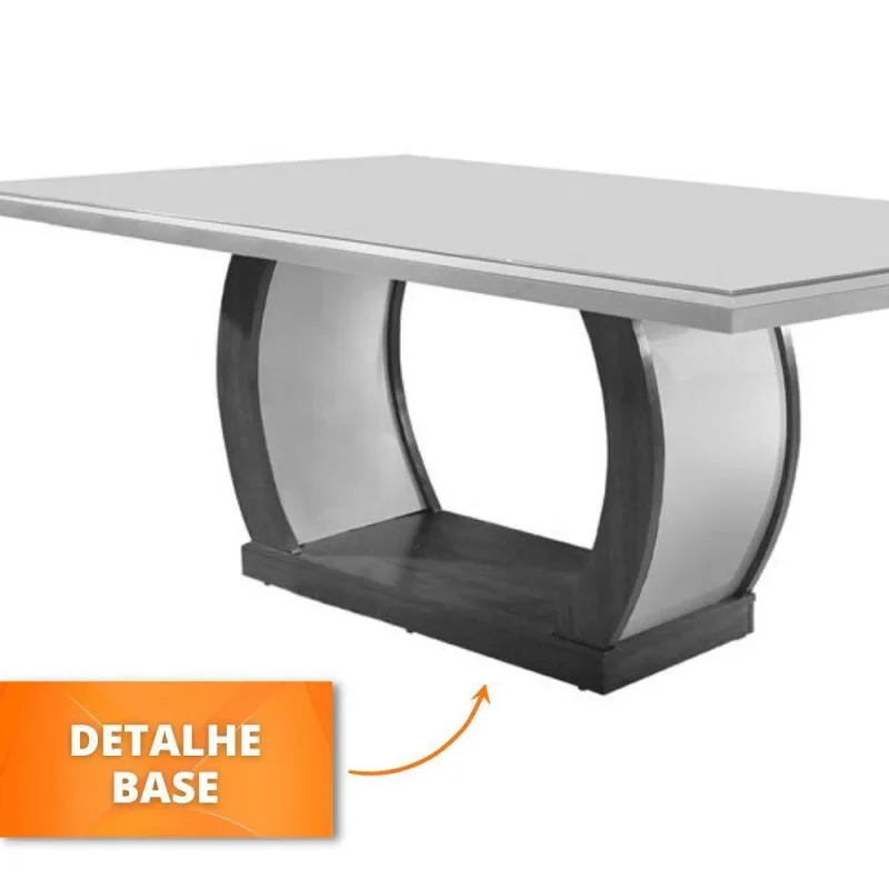 Sala De Jantar Milena Tampo Mdf Vidro Com 6 Cadeiras - Rufato