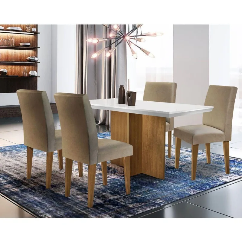 Conjunto Sala de Jantar Olimpia com 4 Cadeiras Grécia Rufato - Rufato