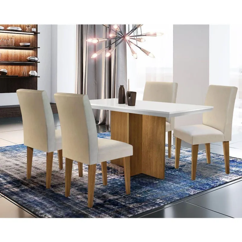 Conjunto Sala de Jantar Olimpia com 4 Cadeiras Grécia - rufato