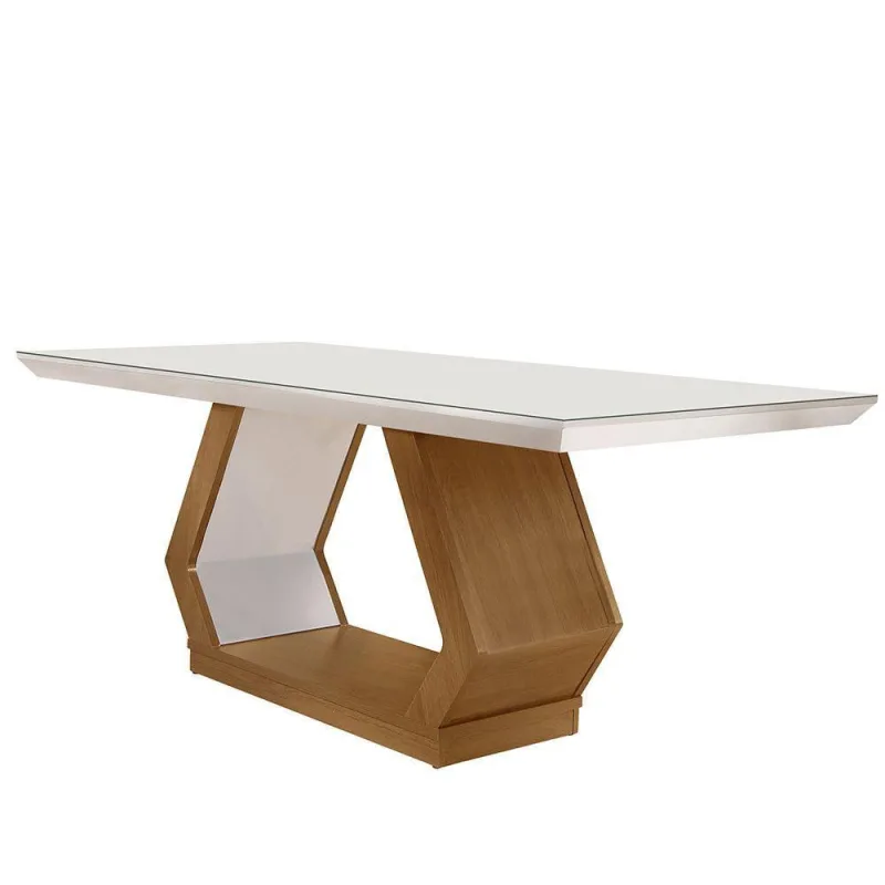 Mesa Sala De Jantar Lara 180cm Off White/ Imbuia/ Serig. Off - Moderna