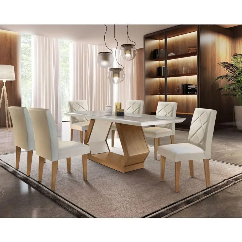 Conjunto Sala De Jantar Lara 6 Cadeiras Berlim - Rufato - Móveis