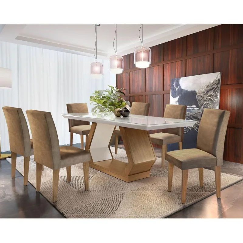 Conjunto Sala De Jantar Lara 6 Cadeiras Grécia - Rufato