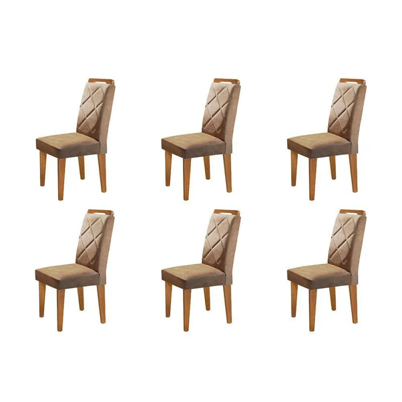 Conjunto Com 6 Cadeiras Para Sala De Jantar Melissa Rufato Imbuia Animale Chocolate - Móveis Rufato - Móveis