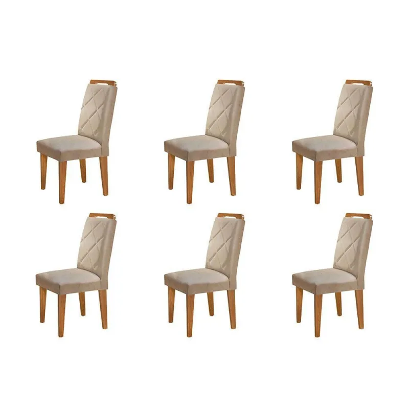 Conjunto Com 6 Cadeiras Para Sala De Jantar Melissa Rufato Imbuia Turim 07 - Móveis Rufato - Móveis