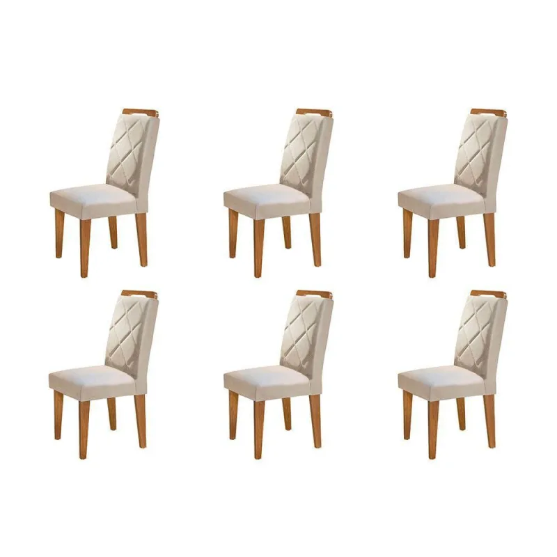Conjunto Com 6 Cadeiras Para Sala De Jantar Melissa Rufato Imbuia/veludo Creme - Móveis Rufato - Móveis