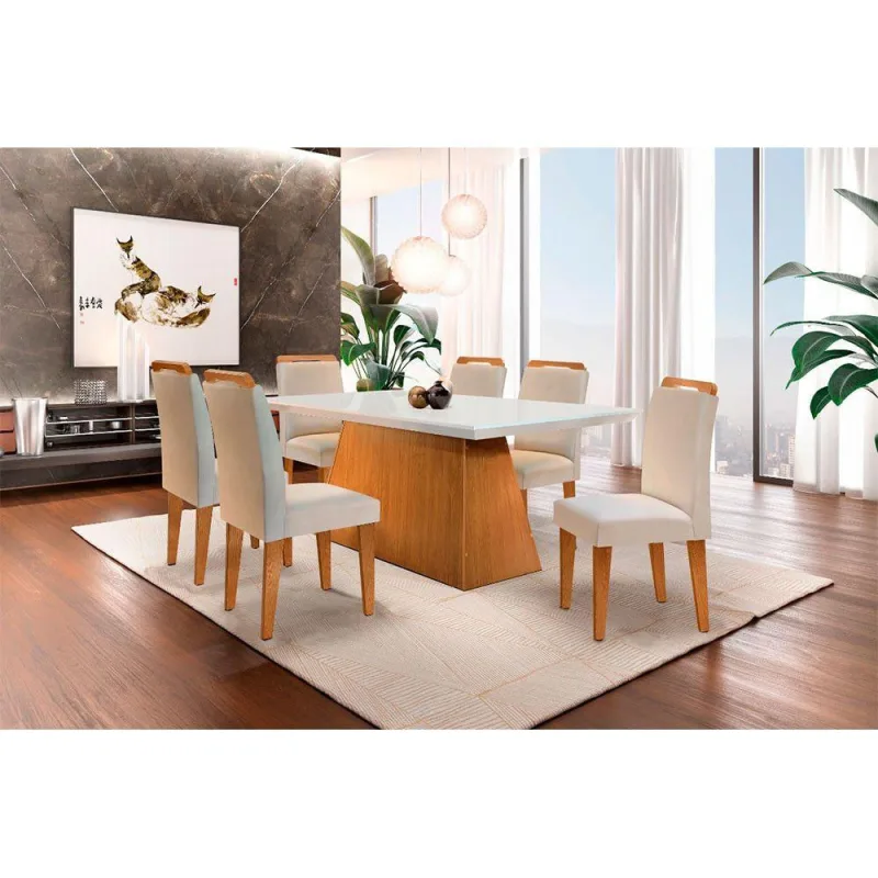 Sala De Jantar Aida 6 Cadeiras 180 Canto Reto - Rufato
