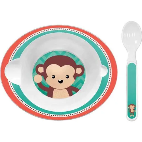 BOWL COM COLHER ANIMAL FUN BUBA MACAQUINHO