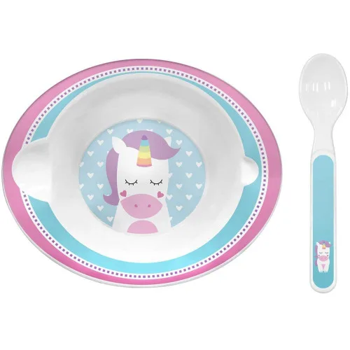 CONJUNTO DE BOWL E COLHER - UNICÓRNIO - BUBA - UNICORNIO