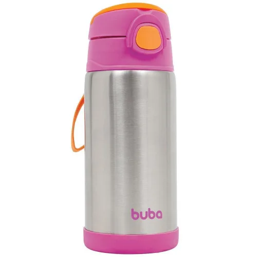 GARRAFA TÉRMICA PAREDE DUPLA ROSA 400ML - BUBA - TERMICA