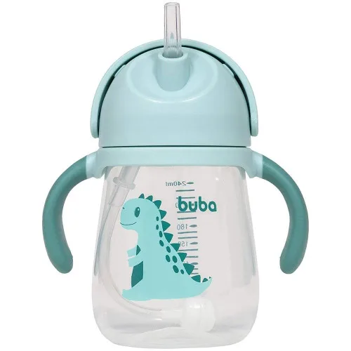 COPO DE TREINAMENTO COM ALÇA - 240ML - DINO - AZUL - BUBA - Japa Colecionaveis