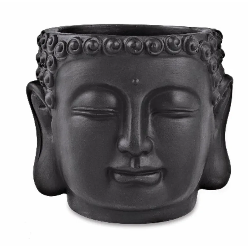 Cachepot em Cimento Buda Grande Preto Mart