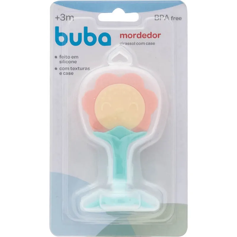 Mordedor de silicone girassol com case buba