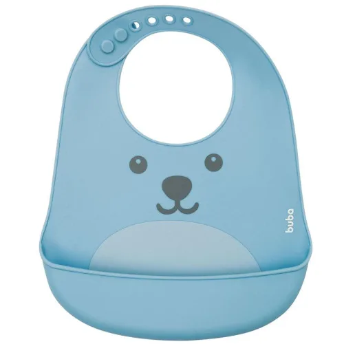 BABADOR DE SILICONE COM PEGA MIGALHAS IMPERMEÁVEL GUMMY BUBA AZUL - BUBA