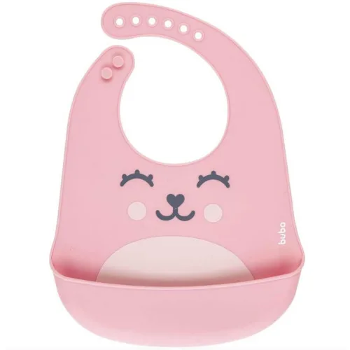 BABADOR DE SILICONE COM PEGA MIGALHAS IMPERMEÁVEL GUMMY BUBA ROSA - BUBA