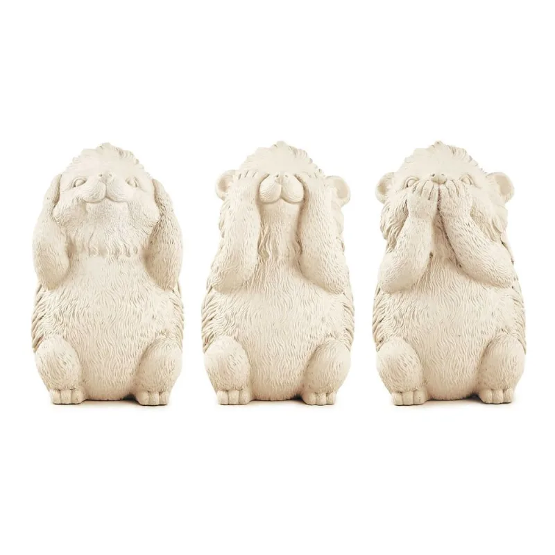 Kit Porco-espinho Sabedoria Em Cimento - 3 Pcs