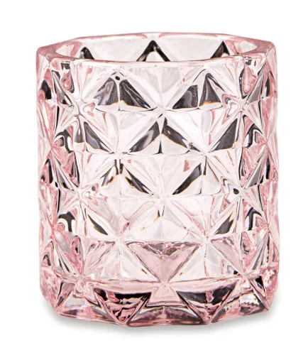 PORTA VELAS ROSA EM VIDRO MART 12302 2780178 - PORTA