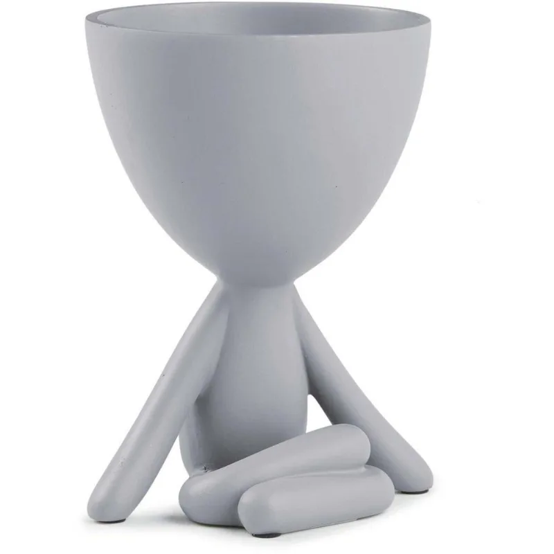 Vaso Decorativo Mart Collection Poliresina Cinza 11x14x9,5cm